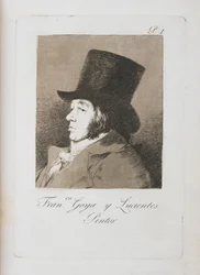 Portrait of Goya, Copy of Plate I of Los Caprichos (detail)